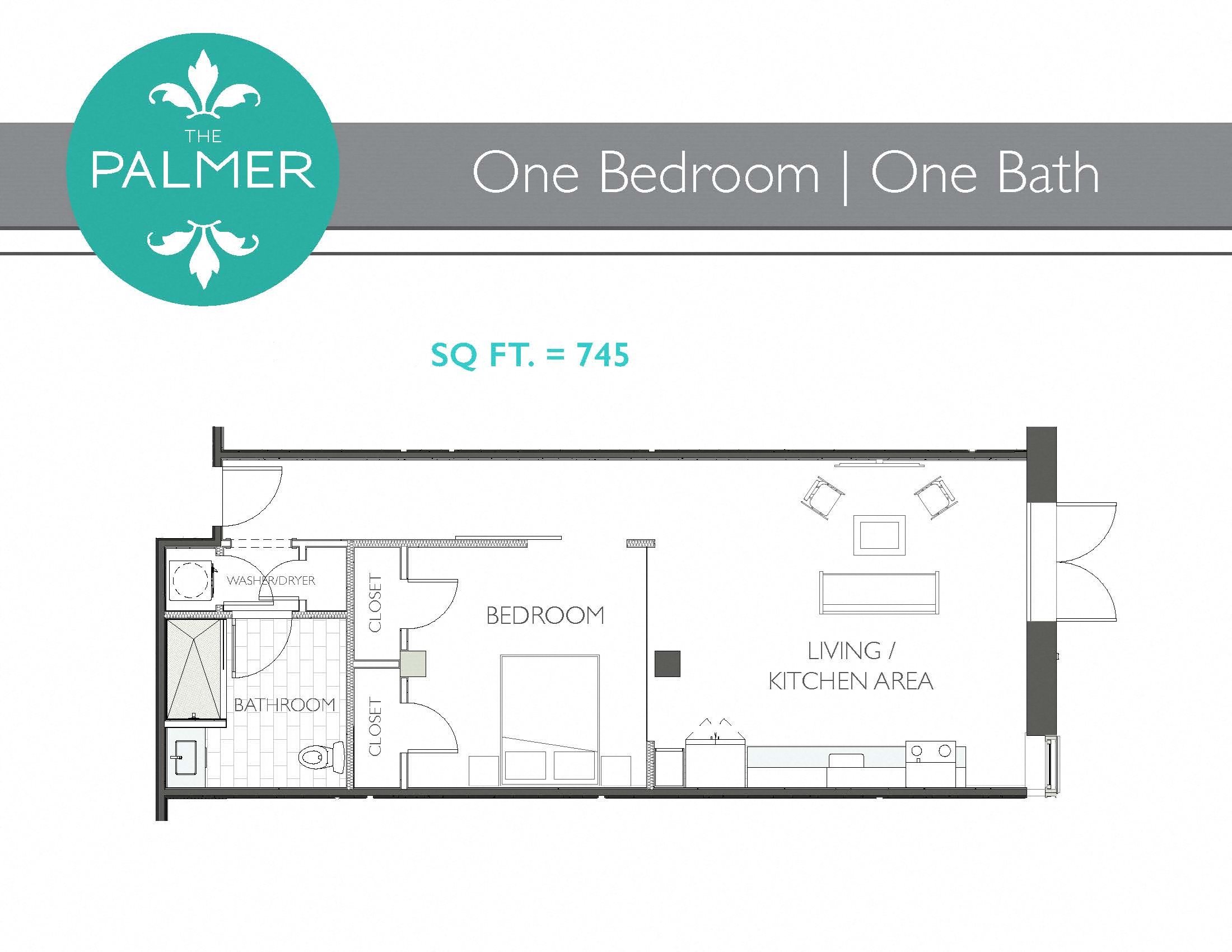 1 Bedroom 1 Bathroom Floor Plan 5